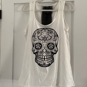 White skull tank top